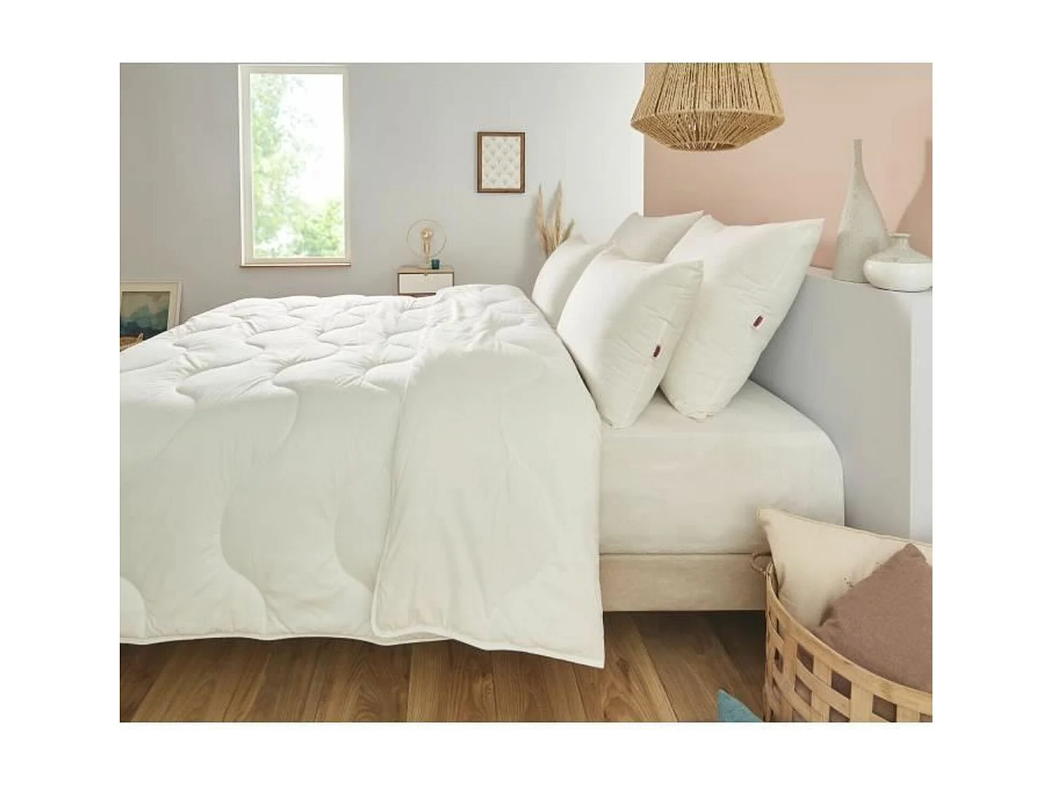 Edredón 220 x 240 cm CHAMPS DE LIN - Cálido - 450G/m² - 2 plazas - Anti-ácaros Antibacteriano