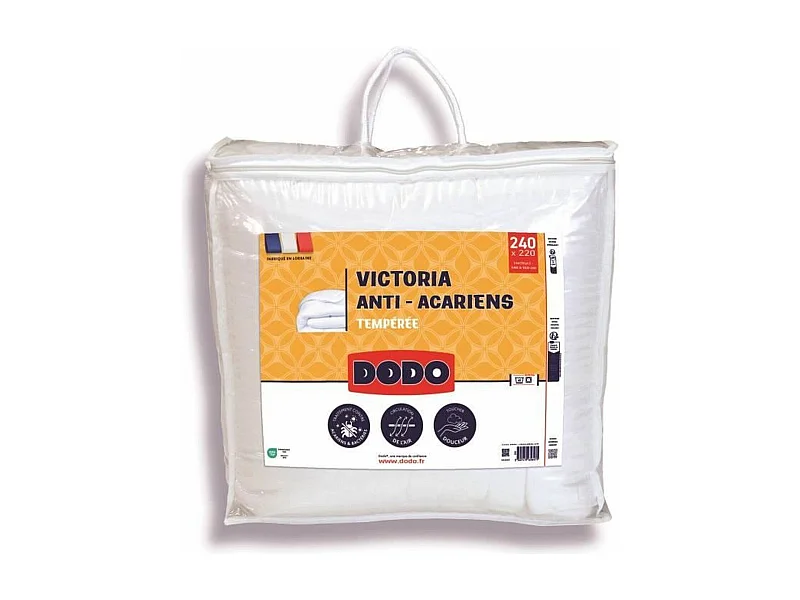 Couette tempérée anti-acariens VICTORIA 220 x 240 cm blanc