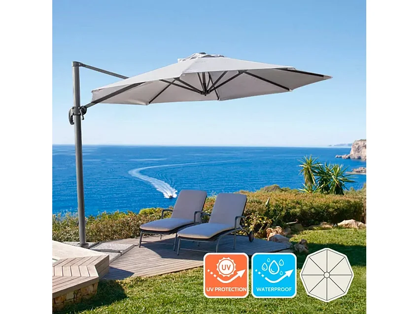 Ombrellone da giardino decentrato 3 metri in alluminio Siro