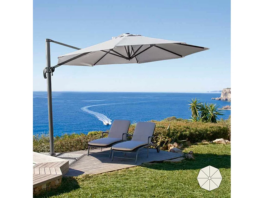 Ombrellone da giardino decentrato 3 metri in alluminio Siro