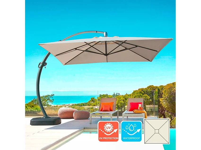 Parasol grande jardín 3,5 metros cuadrado mástil aluminio Anti UV Copenaghen