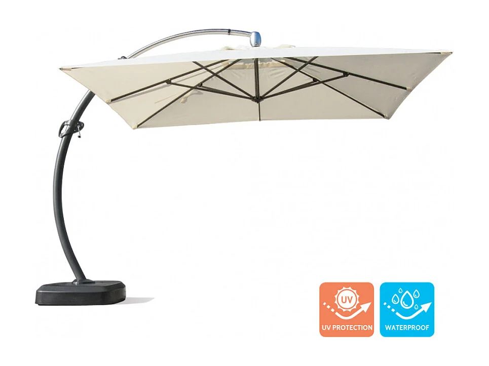 Parasol grande jardín 3,5 metros cuadrado mástil aluminio Anti UV Copenaghen