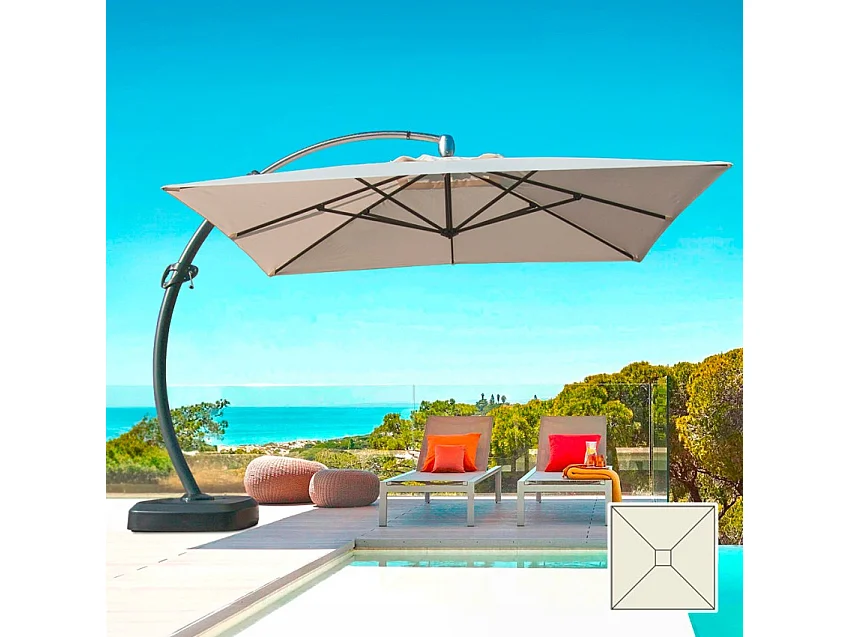 Parasol grande jardín 3,5 metros cuadrado mástil aluminio Anti UV Copenaghen