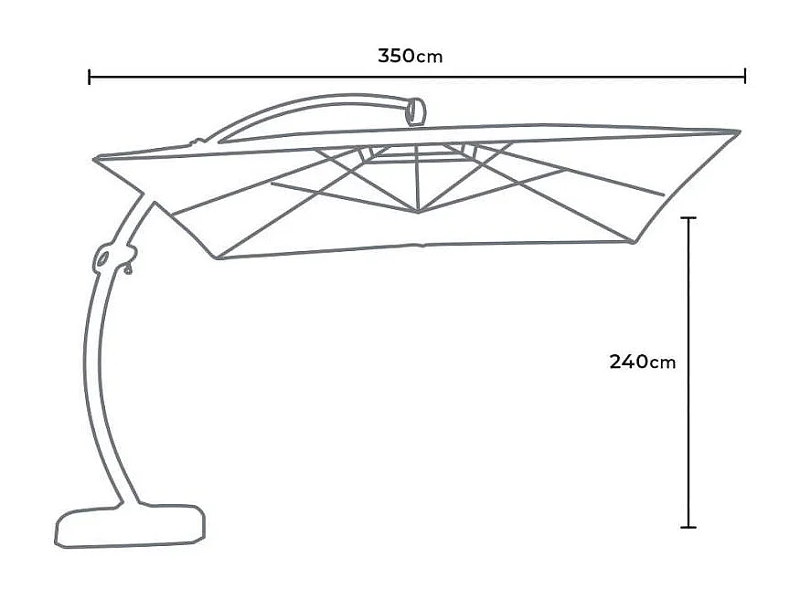 Parasol grande jardín 3,5 metros cuadrado mástil aluminio Anti UV Copenaghen