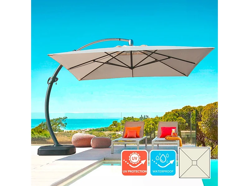 Parasol grande jardín 3,5 metros cuadrado mástil aluminio Anti UV Copenaghen