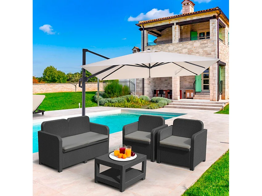 Ombrellone decentrato anti UV per giardino ed esterno 3x3 Nami