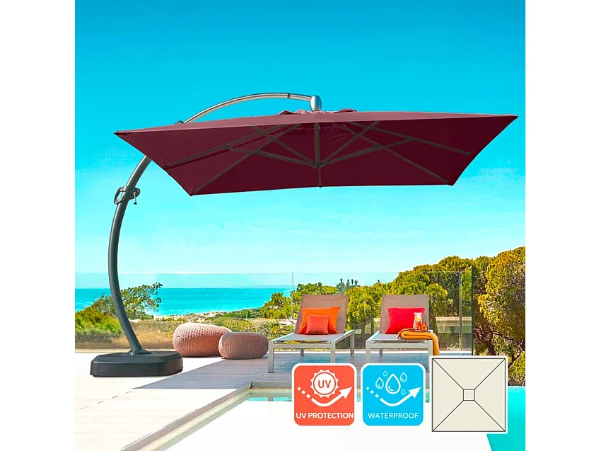 Sombrilla de aluminio con poste descentralizado 3.5x3.5m anti uv Copenaghen Brown