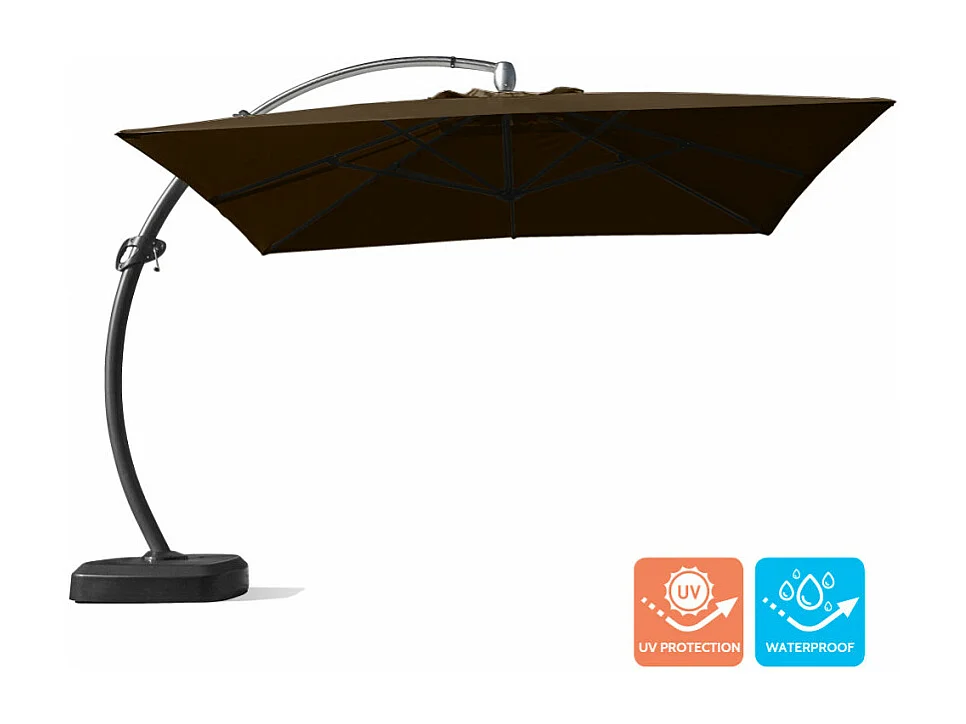 Sombrilla de aluminio con poste descentralizado 3.5x3.5m anti uv Copenaghen Brown
