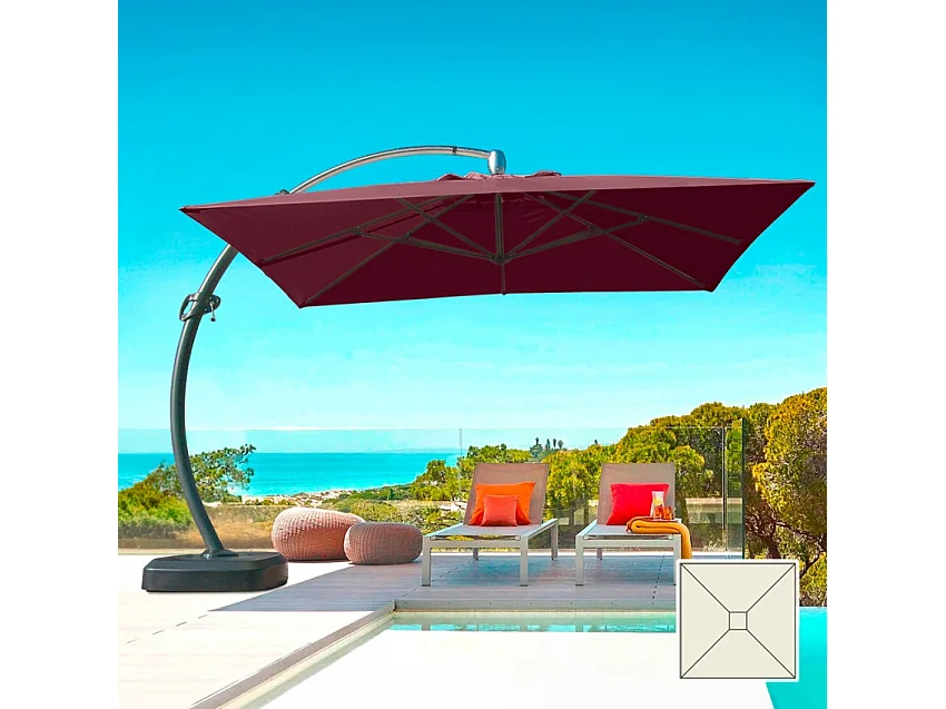 Sombrilla de aluminio con poste descentralizado 3.5x3.5m anti uv Copenaghen Brown