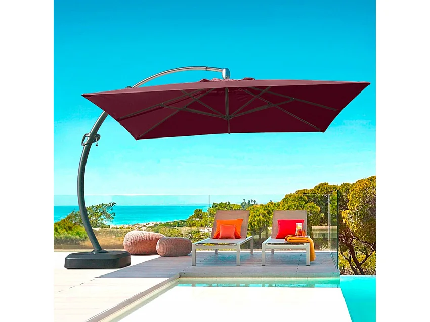 Sombrilla de aluminio con poste descentralizado 3.5x3.5m anti uv Copenaghen Brown