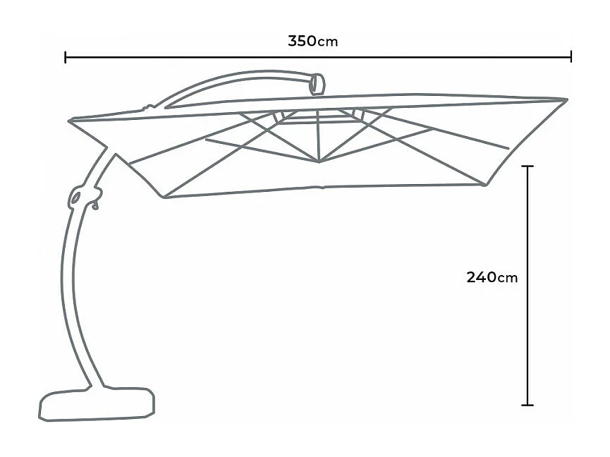 Sombrilla de aluminio con poste descentralizado 3.5x3.5m anti uv Copenaghen Brown