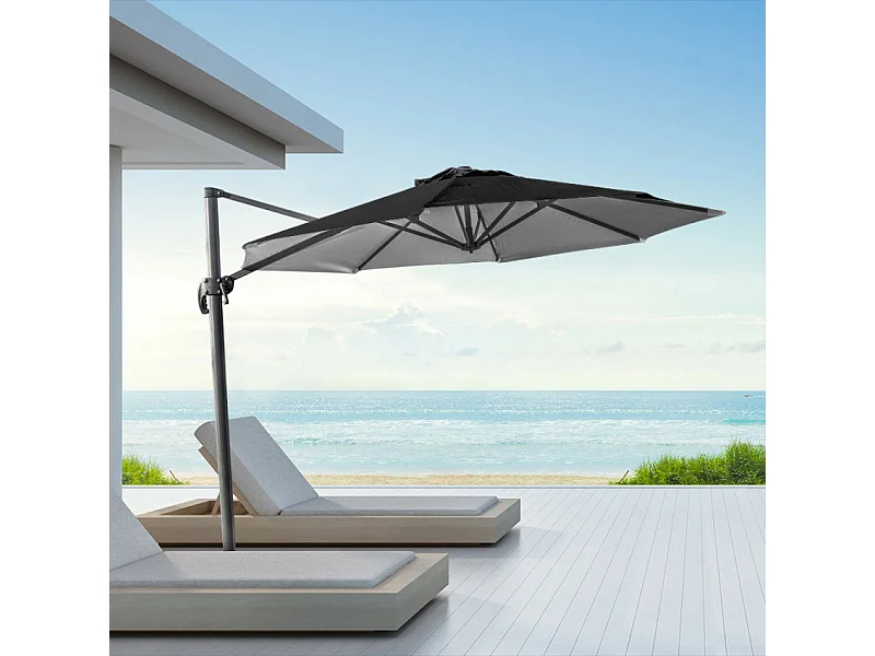 Sombrilla de aluminio con poste descentralizado para hogar y local 3x3m Paradise Noir