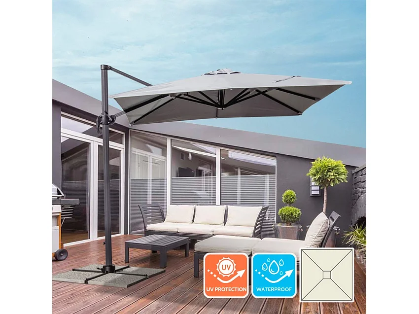 Parasol déporté de jardin 2,5 mètres carrés en aluminium Shaka