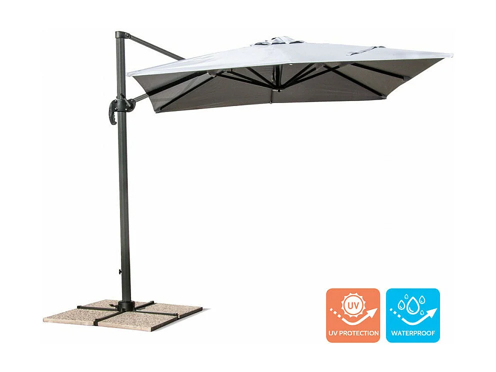 Parasol déporté de jardin 2,5 mètres carrés en aluminium Shaka