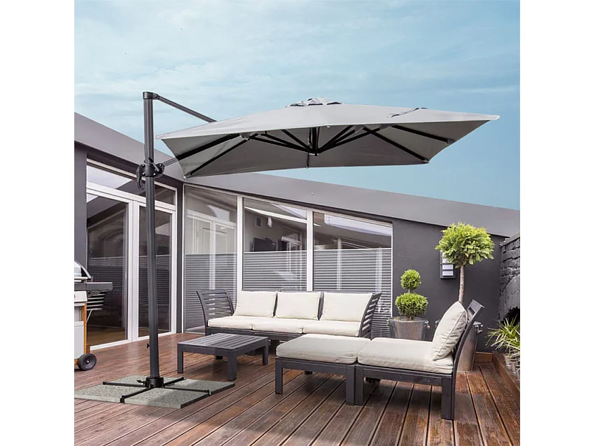 Parasol déporté de jardin 2,5 mètres carrés en aluminium Shaka