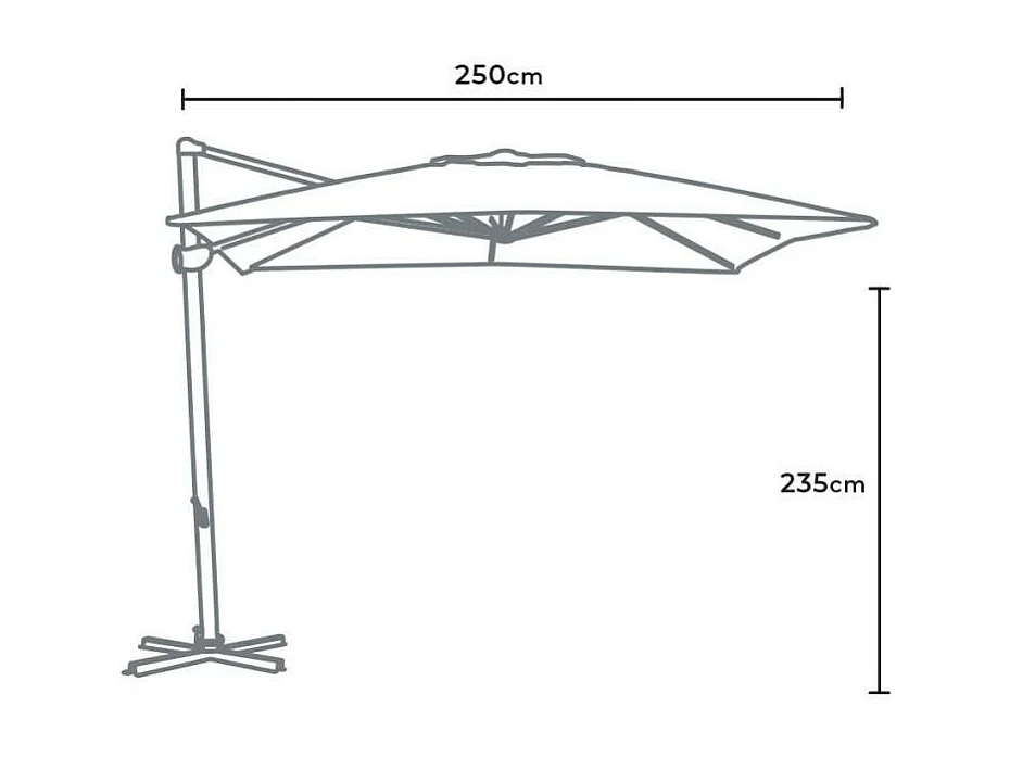 Parasol déporté de jardin 2,5 mètres carrés en aluminium Shaka