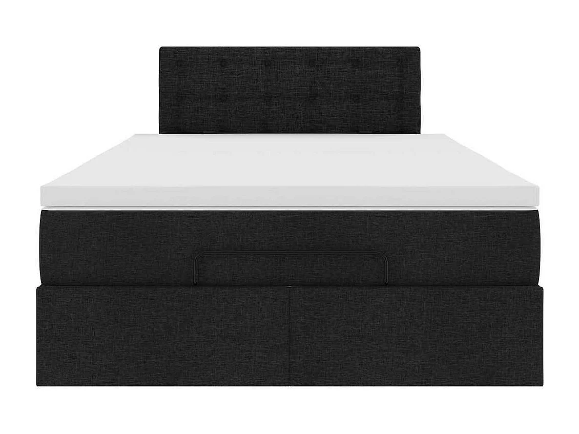 Lit ottoman avec matelas noir 120x200 cm tissu