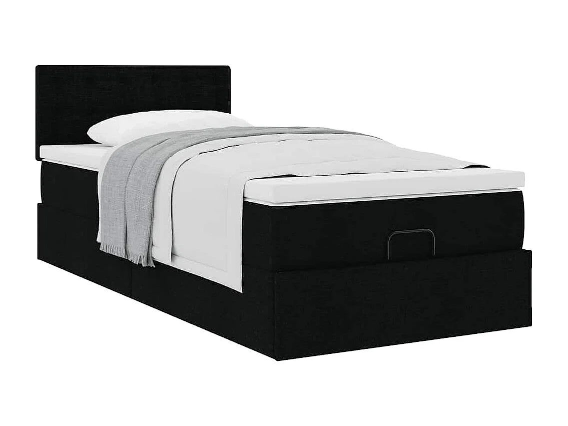 Ottomaanse bed met zwarte matras 100x200 cm stof