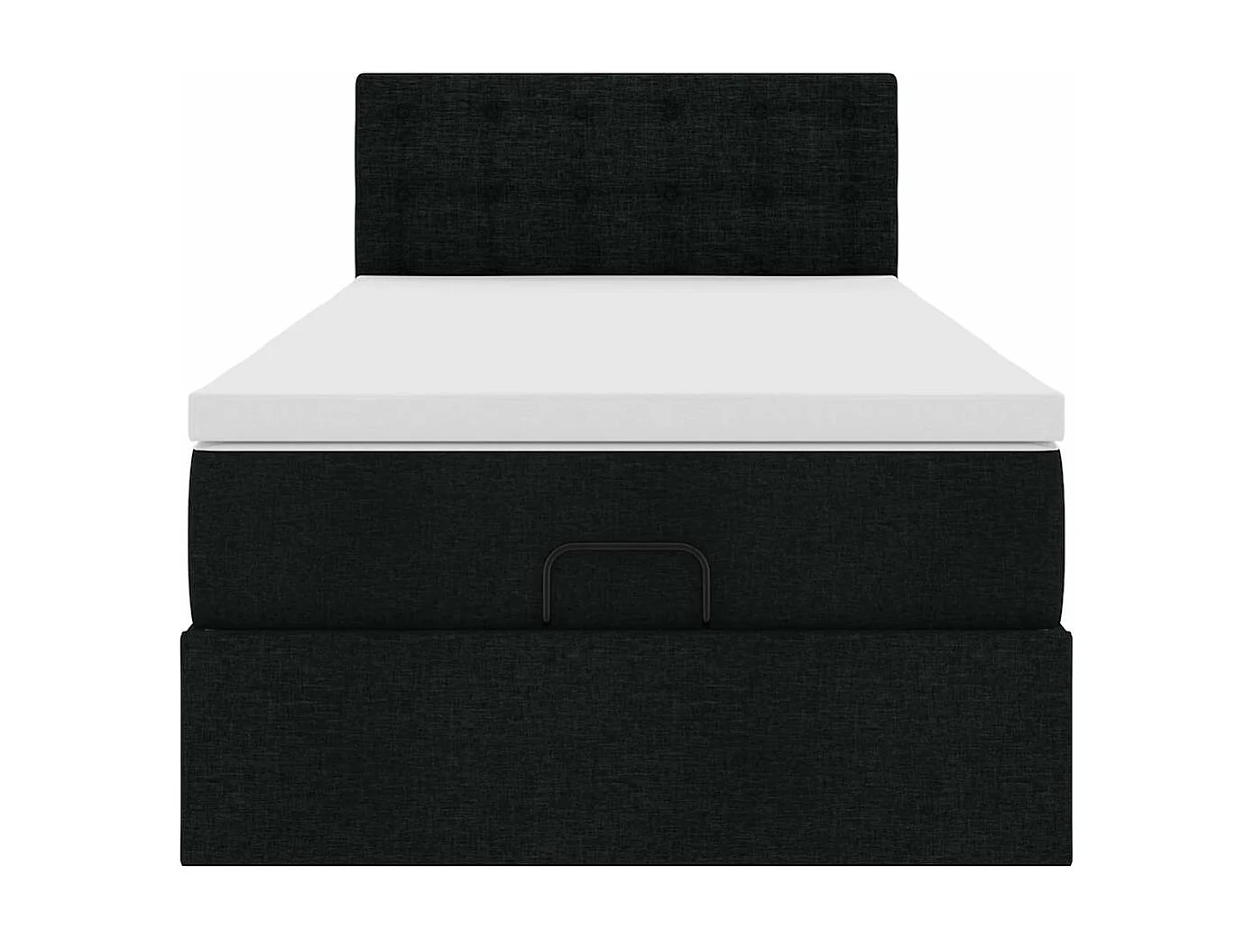 Lit ottoman avec matelas noir 100x200 cm tissu