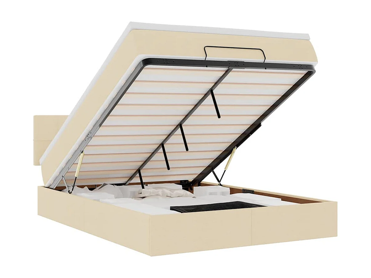 Lit ottoman avec matelas crème 140x190 cm tissu