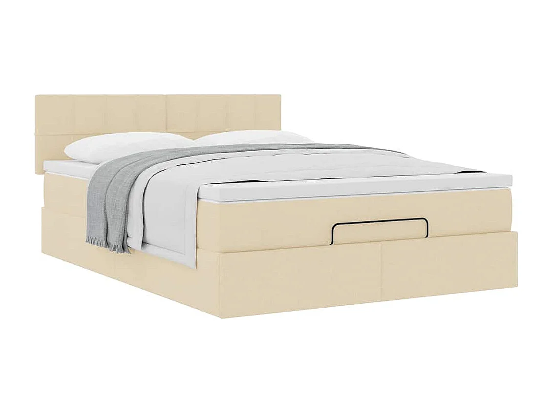 Lit ottoman avec matelas crème 140x190 cm tissu