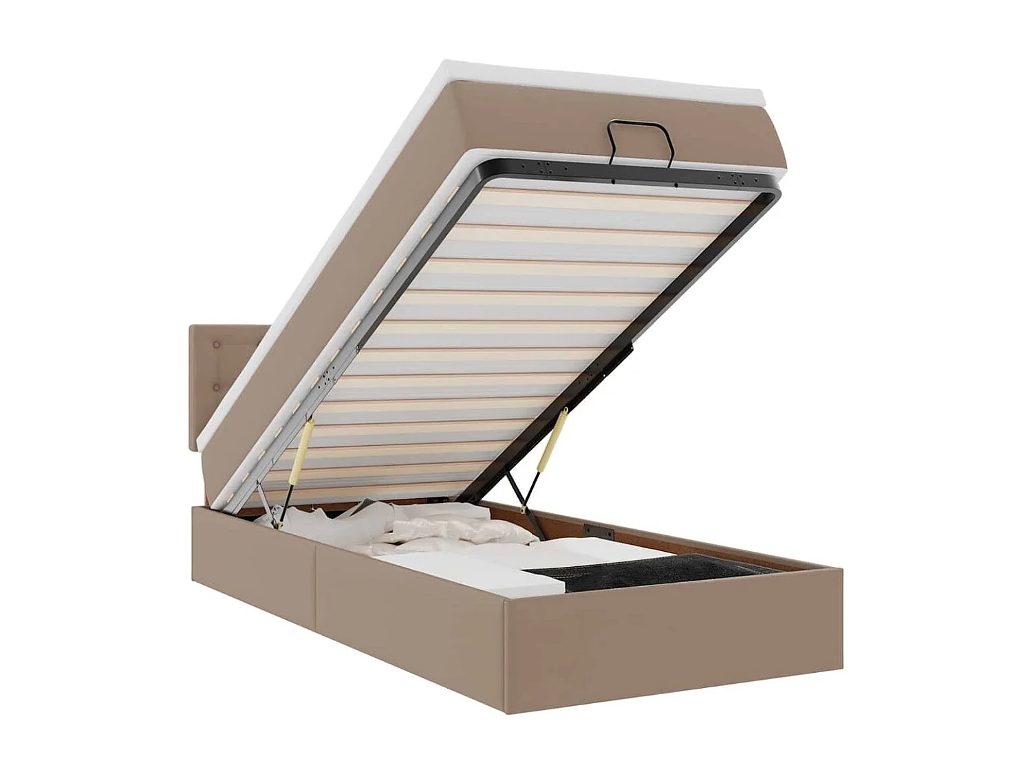 Lit ottoman et matelas cappuccino 100x200cm similicuir