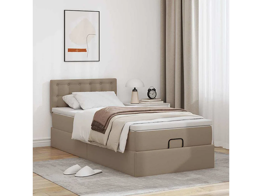 Lit ottoman et matelas cappuccino 100x200cm similicuir