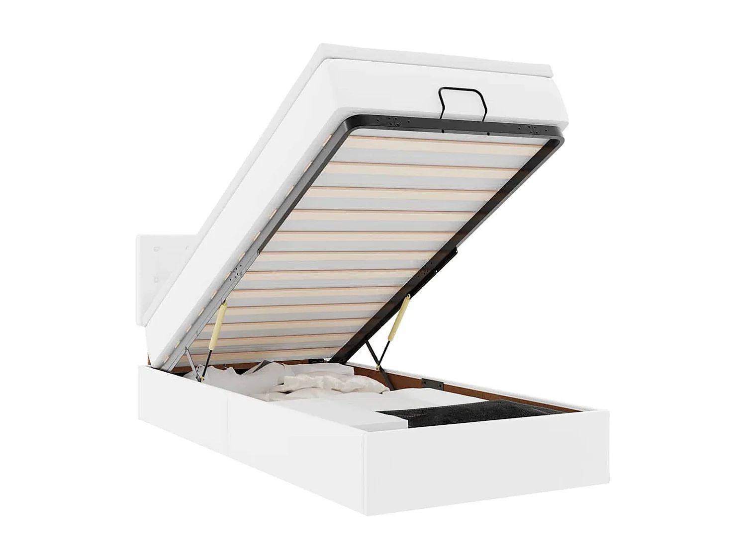 Cama otomana com colchão branco 80x200 cm imitação de pele