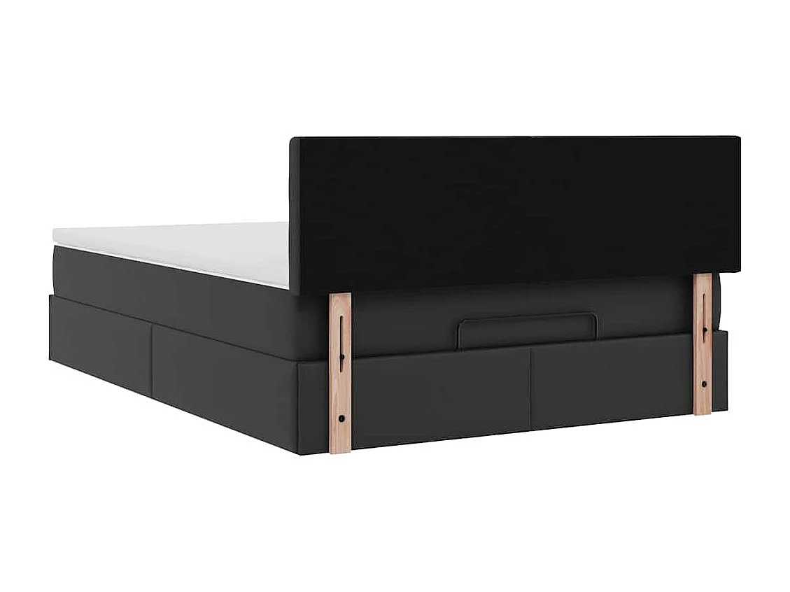 Cama otomana con colchón y LED Negro 140x190cm piel sintética