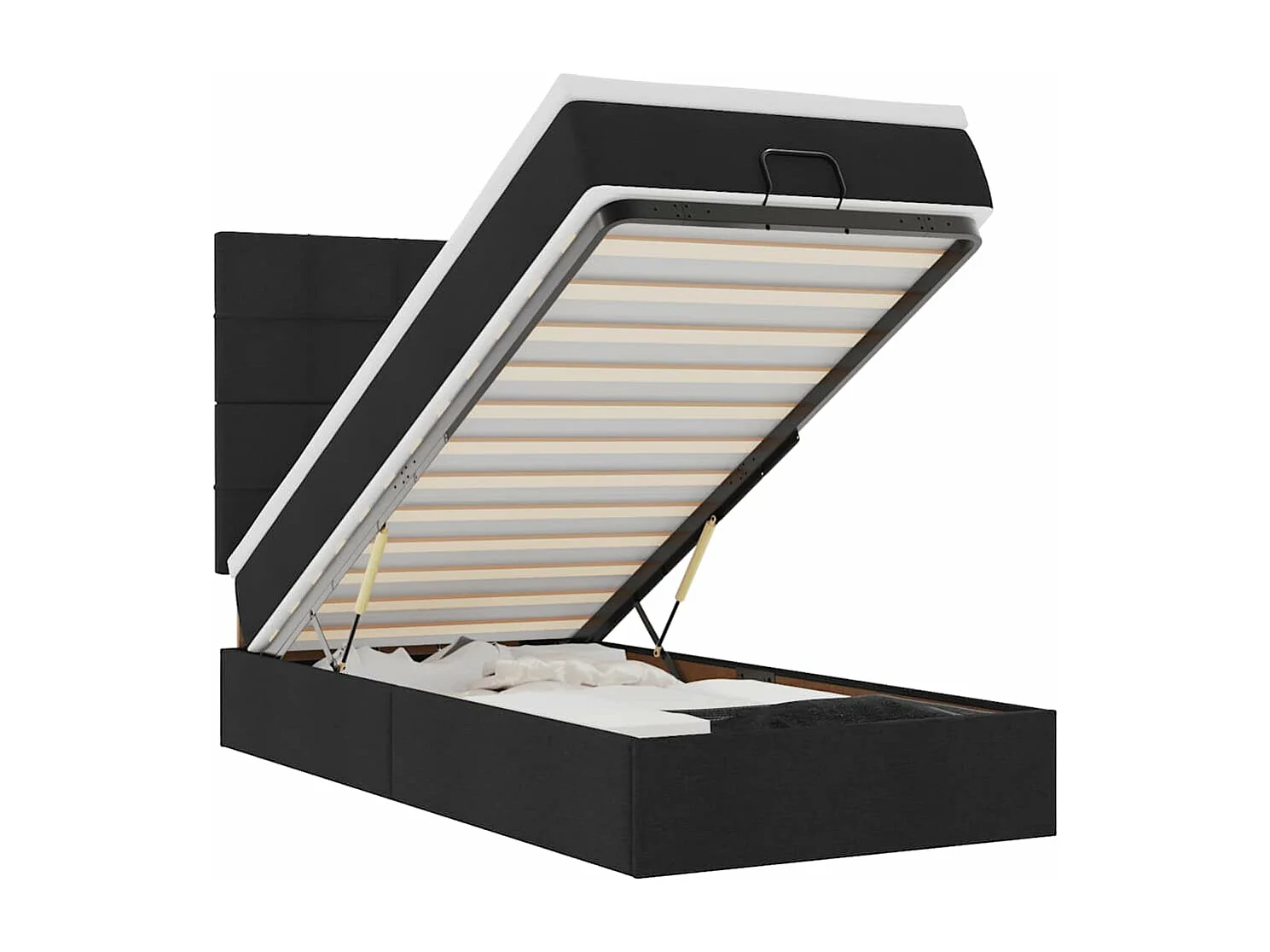 Pouf letto con materasso nero 90x200 cm tessuto