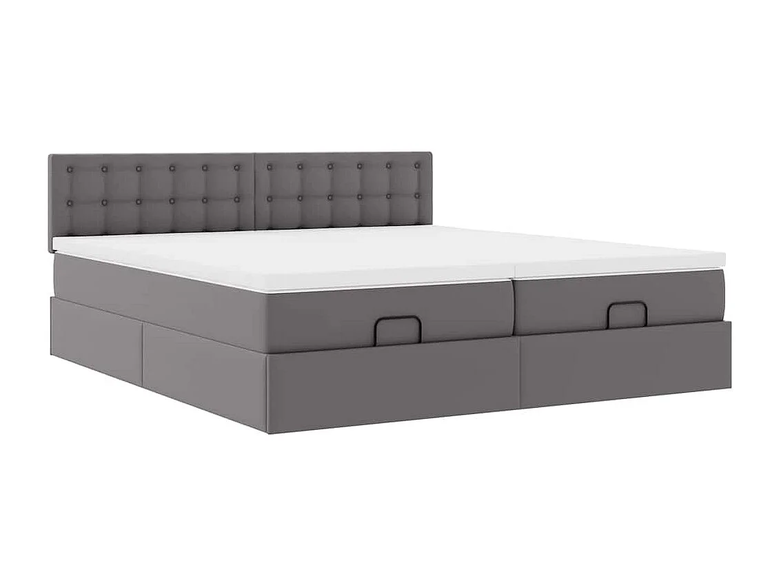 Letto pouf con materasso e LED Grigio 180x200cm similpelle