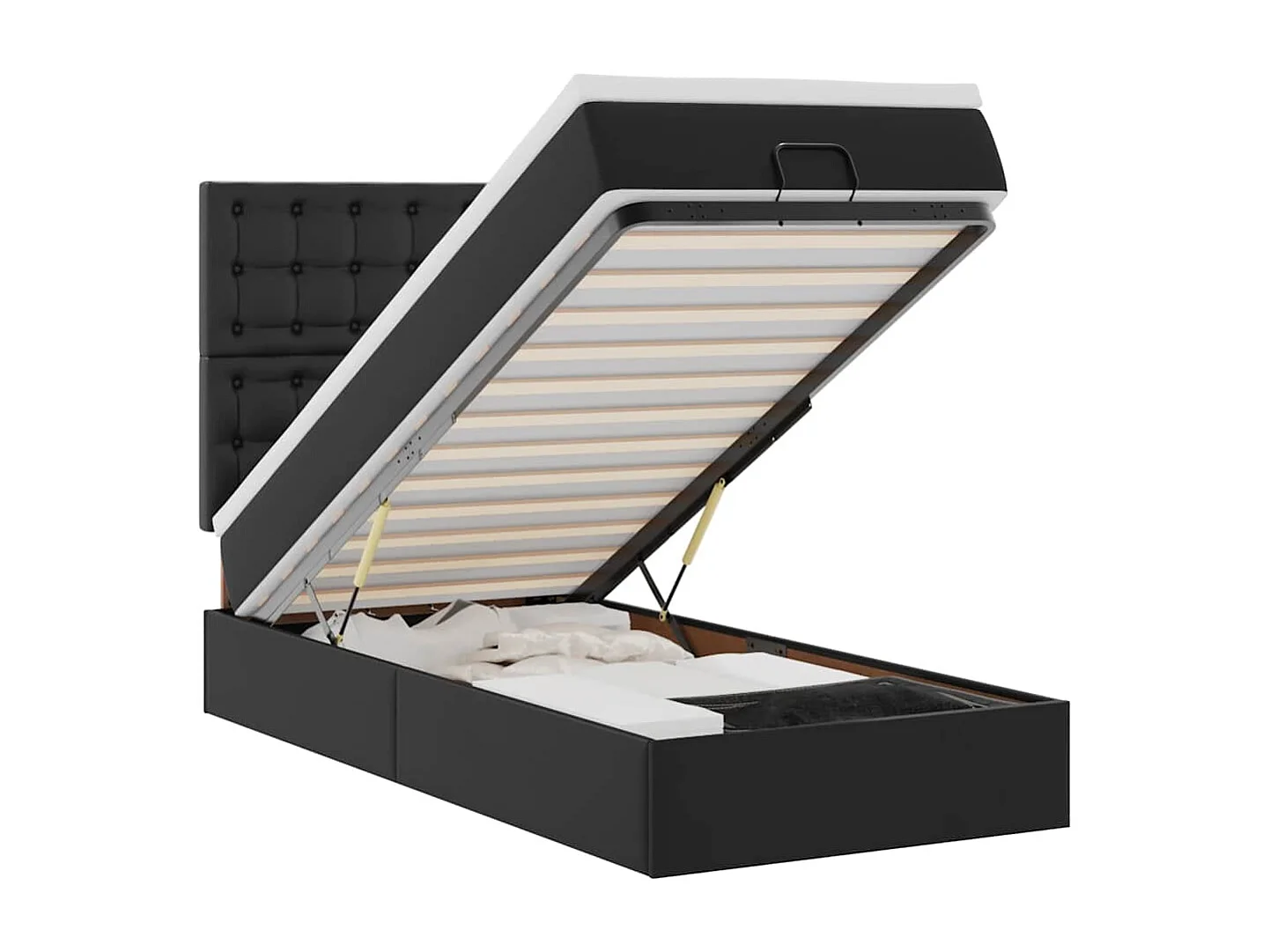 Lit ottoman avec matelas noir 80x200 cm similicuir