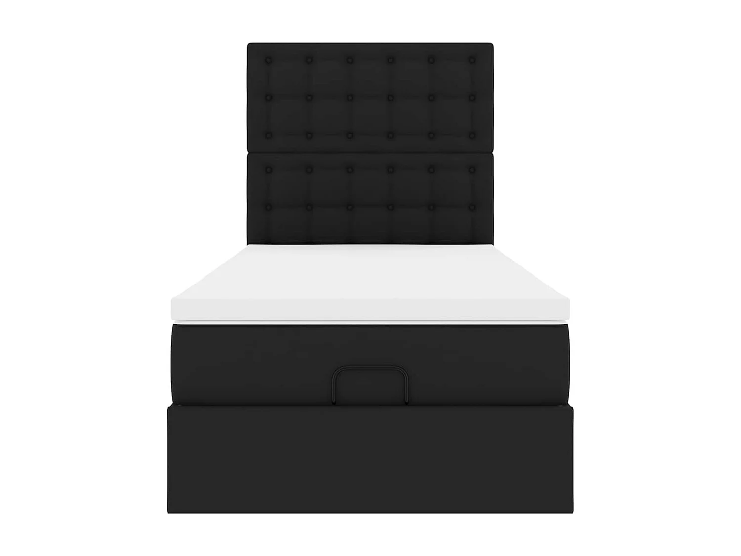 Lit ottoman avec matelas noir 100x200 cm similicuir