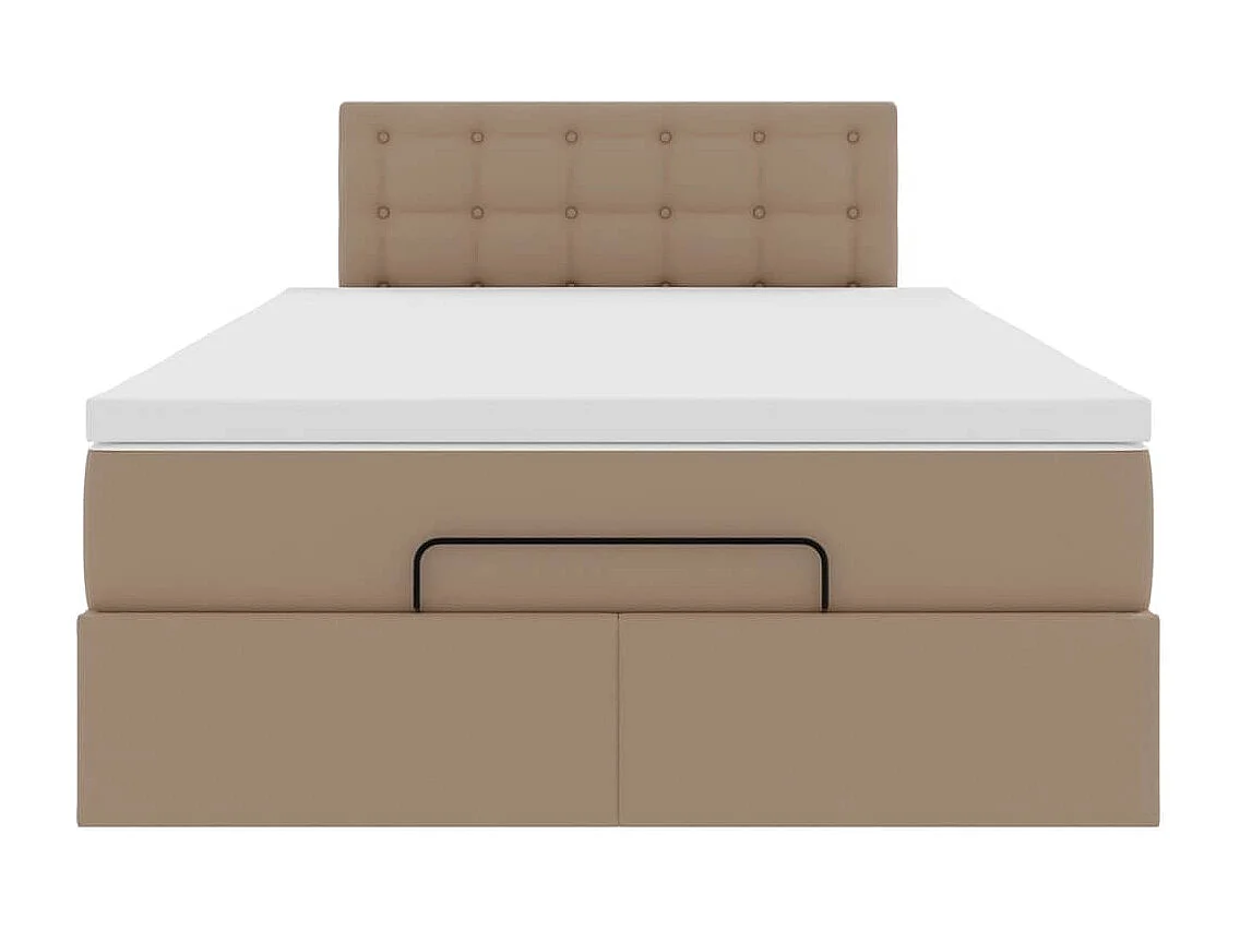 Letto pouf con materasso e LED cappuccino 120x190cm similpelle