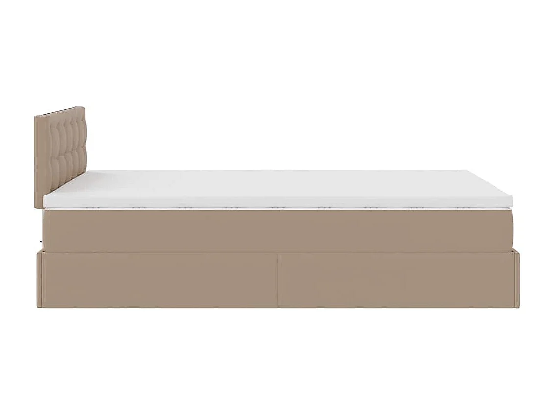 Letto pouf con materasso e LED cappuccino 120x190cm similpelle