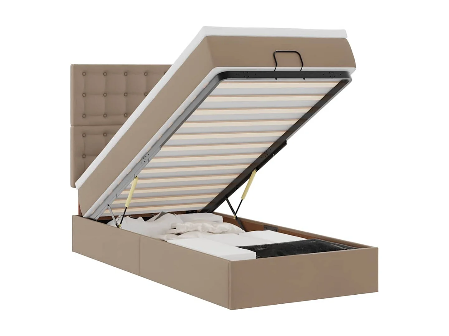 Lit ottoman et matelas cappuccino 100x200cm similicuir