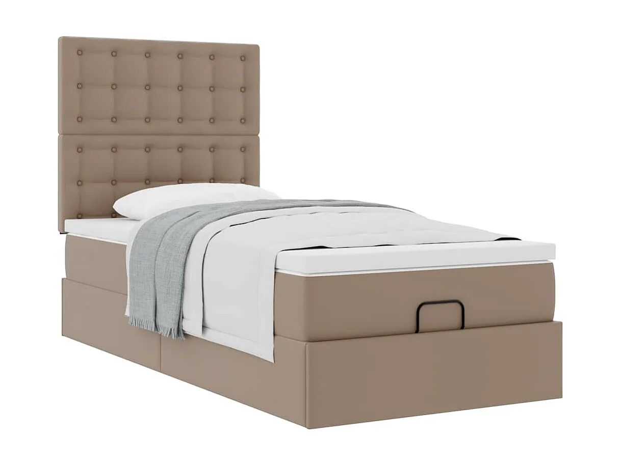 Lit ottoman et matelas cappuccino 100x200cm similicuir