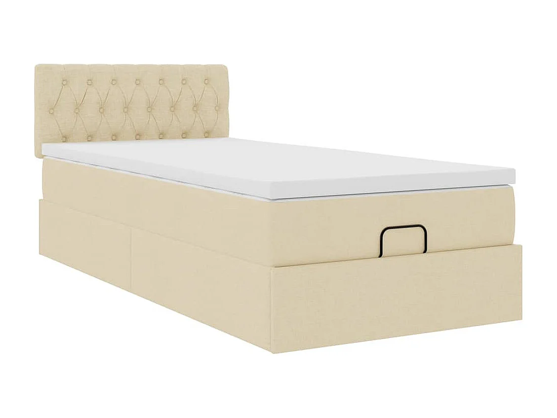 Lit ottoman avec matelas crème 100x200 cm tissu