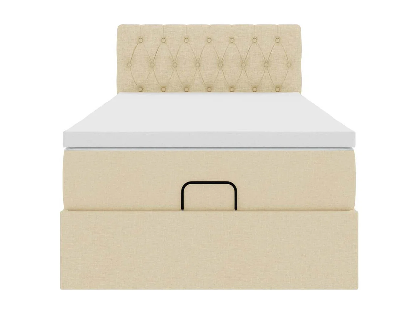 Lit ottoman avec matelas crème 100x200 cm tissu