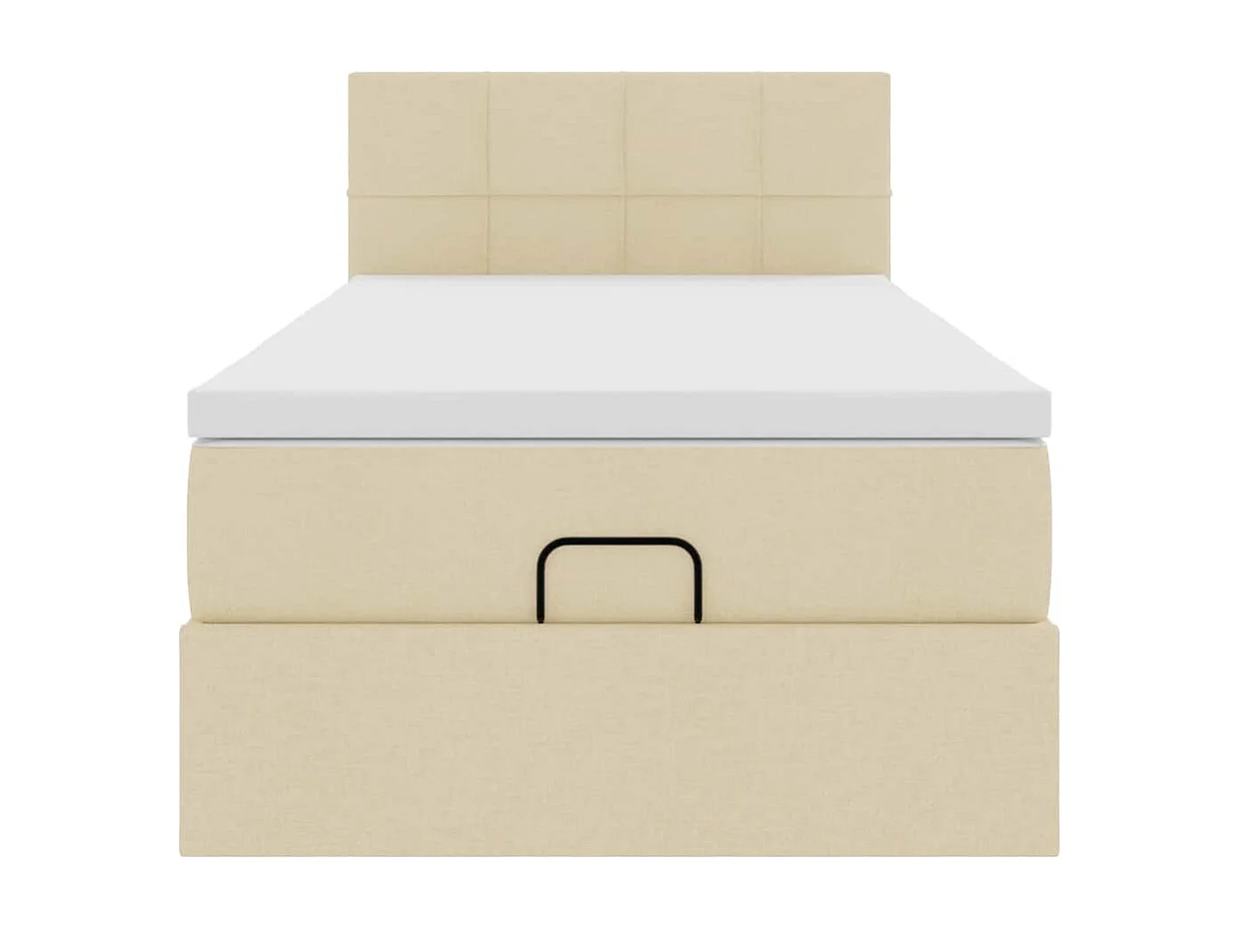 Lit ottoman avec matelas crème 100x200 cm tissu
