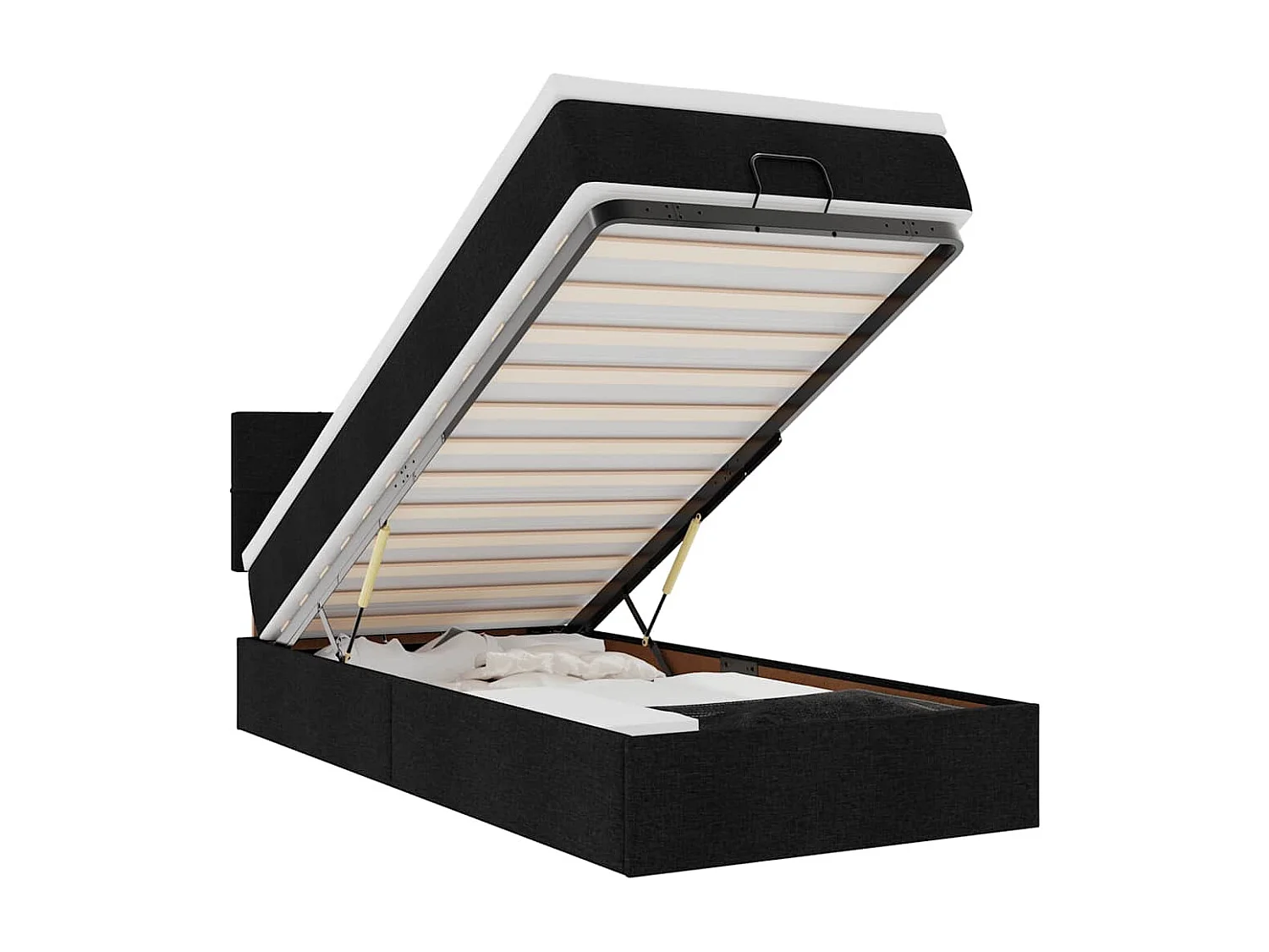 Lit ottoman avec matelas noir 100x200 cm tissu