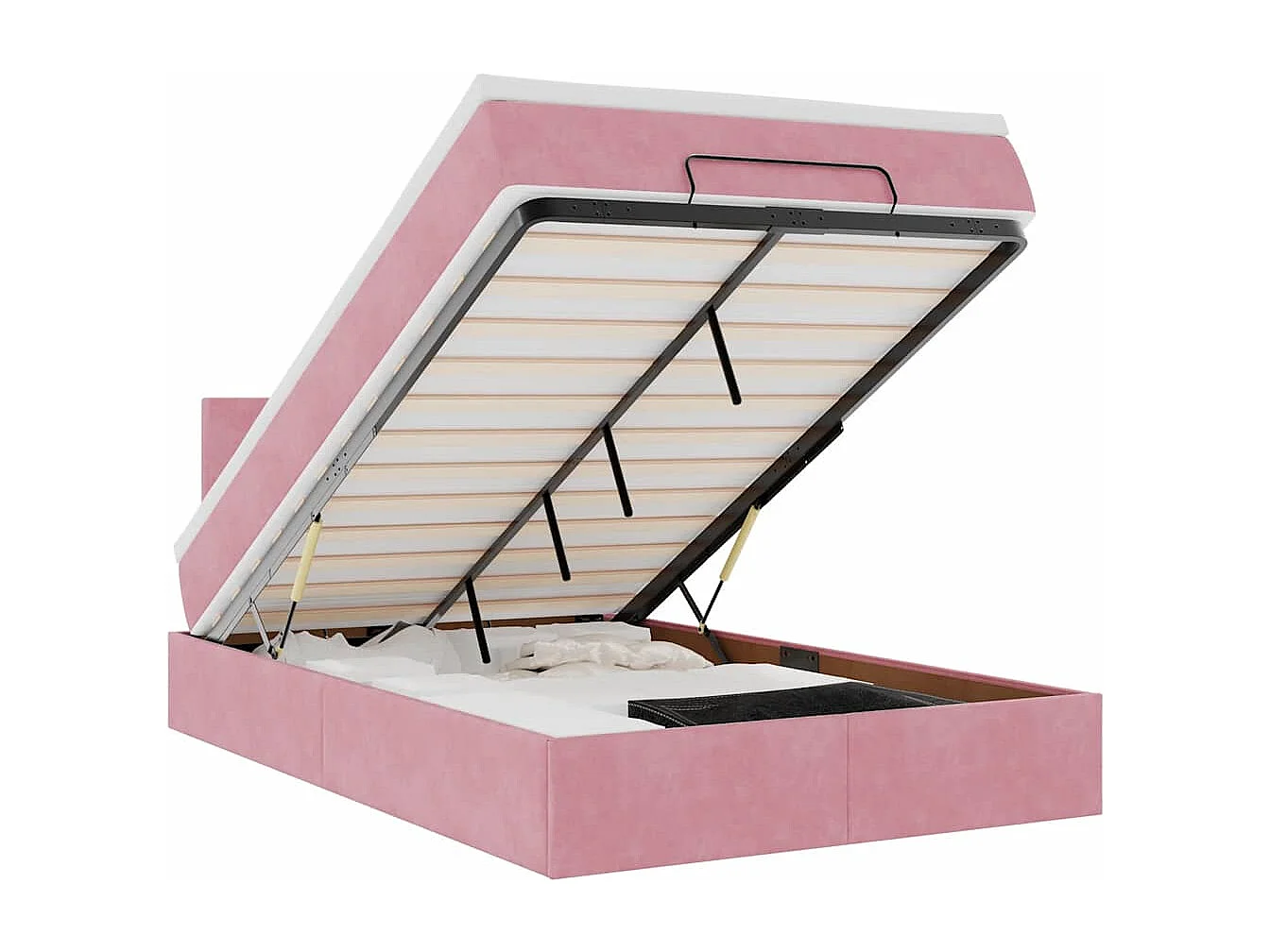 Cama otomana com colchão rosa 120x190 cm veludo