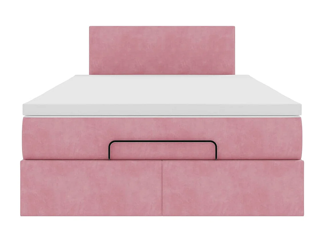 Cama otomana com colchão rosa 120x190 cm veludo
