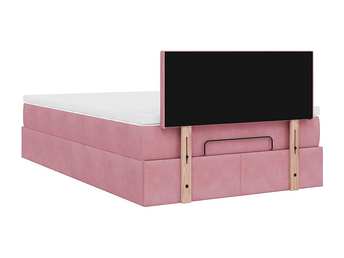 Cama otomana com colchão rosa 120x190 cm veludo