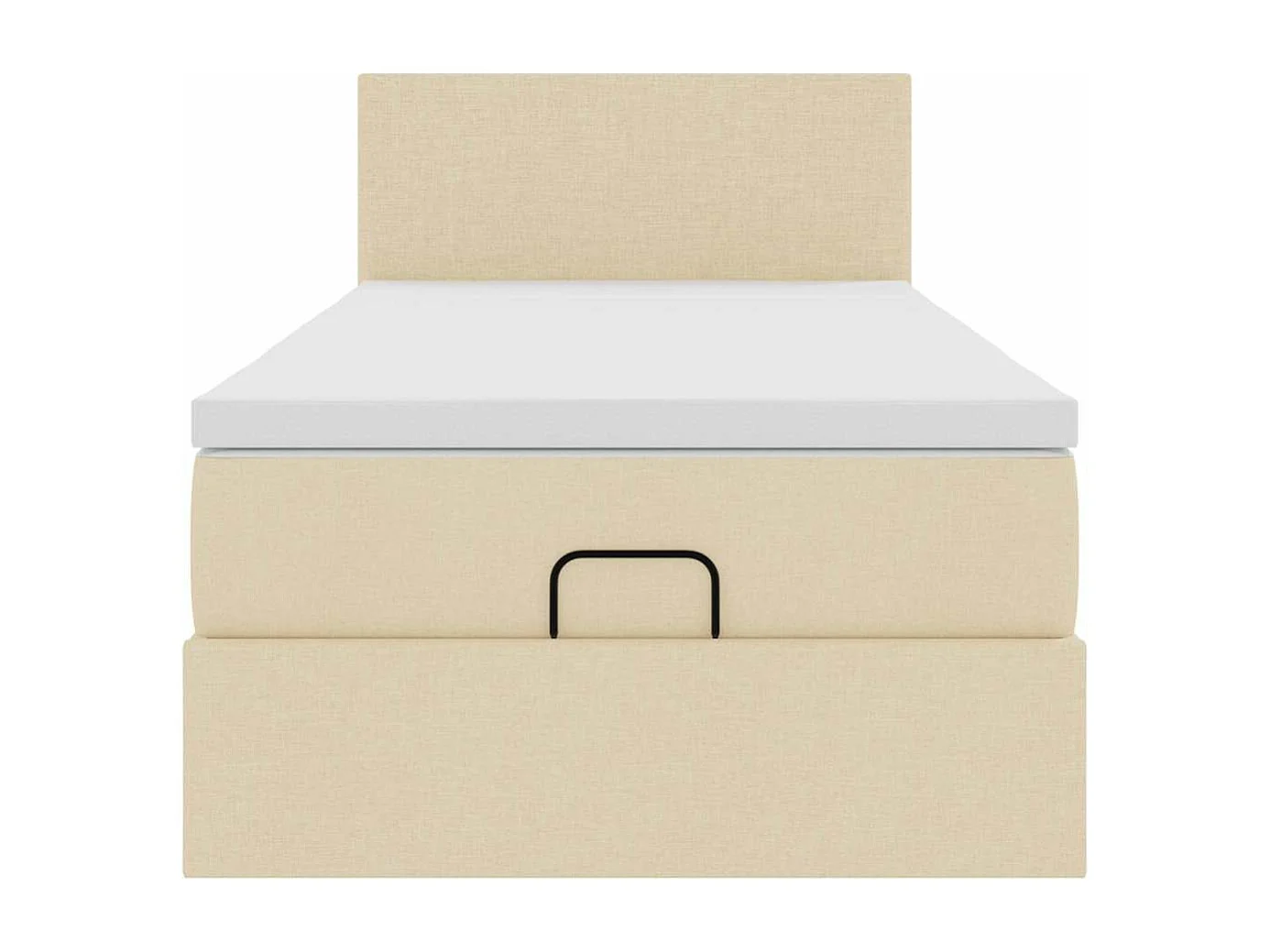 Lit ottoman avec matelas crème 90x200 cm tissu