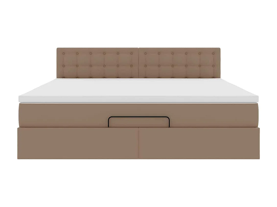 Letto pouf con materasso e LED Cappuccino 180x200cm similpelle