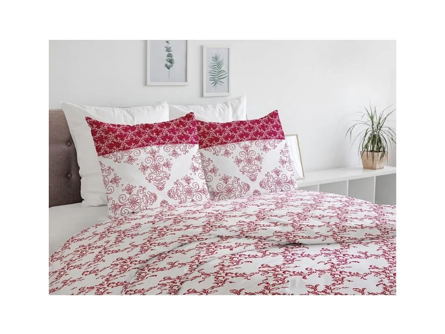Dekbedovertrekset 240 x 260 cm: Dekbedovertrek + 2 kussenslopen - 100% Katoen - Bordeaux