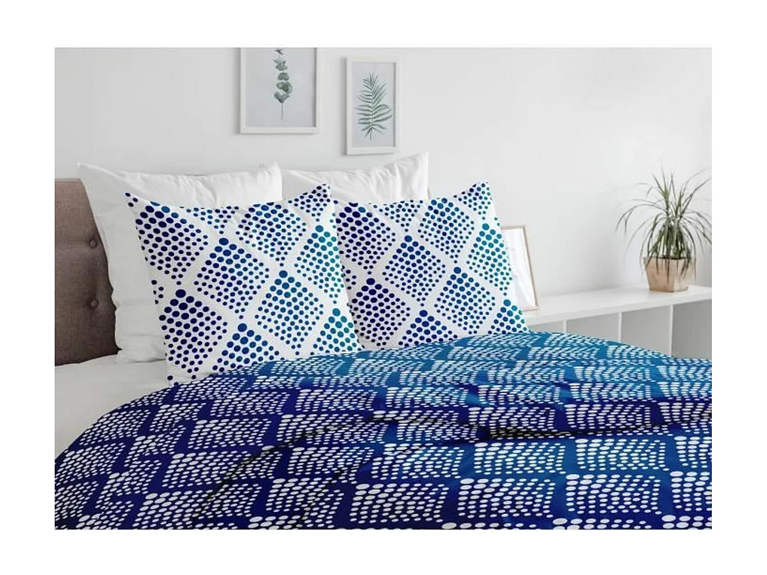 Bettwäscheset 240 x 260 cm: Bettbezug + 2 Kissenbezüge – 100 % Baumwolle – Blau