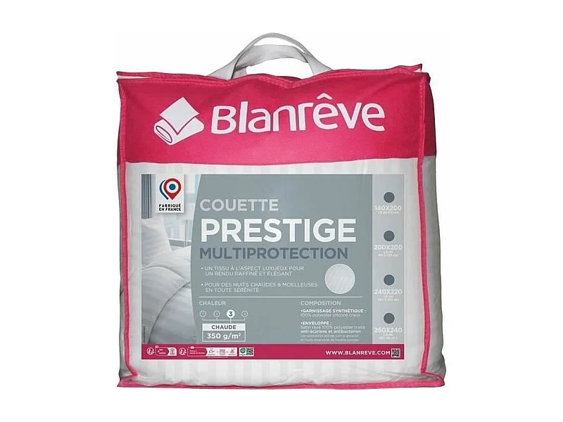 Piumone 240 x 260 cm Copertura in raso di poliestere a righe 100% poliestere siliconato cavo 350g - Prestige Multiprotection