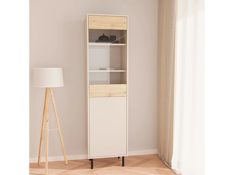 Witryna WENA, 2 drzwi, Lola, 190x50x40 cm, Kaszmir/Dąb artisan